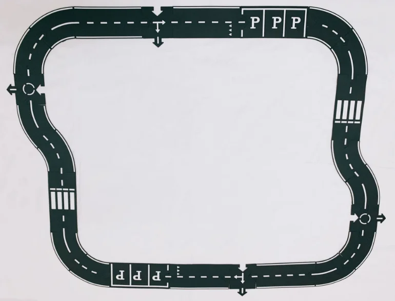 Children Expressway Black With White Striping,Flexible Race Track Toy