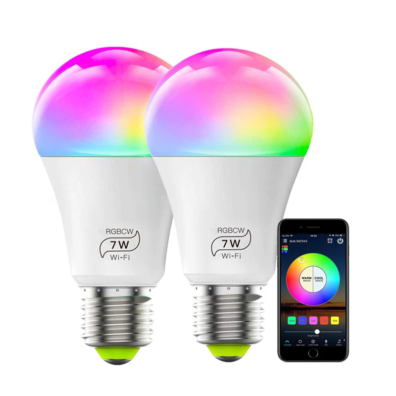 6500K Cold White and RGB Color Changing E26 E27 10W WiFi Smart LED Light Bulb