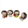 Indoor Desktop decorative Cute Girls and Boys Shaped Succulent Cactus Mini Ceramic Flower Plant Pot