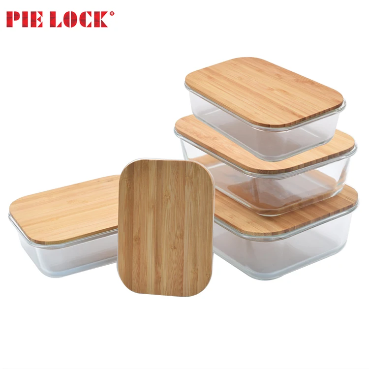 glass lunch box with bamboo lid