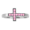 ArtCarved Crossing Simulated Rose Zircon Birthstone Ring, 10K White ring