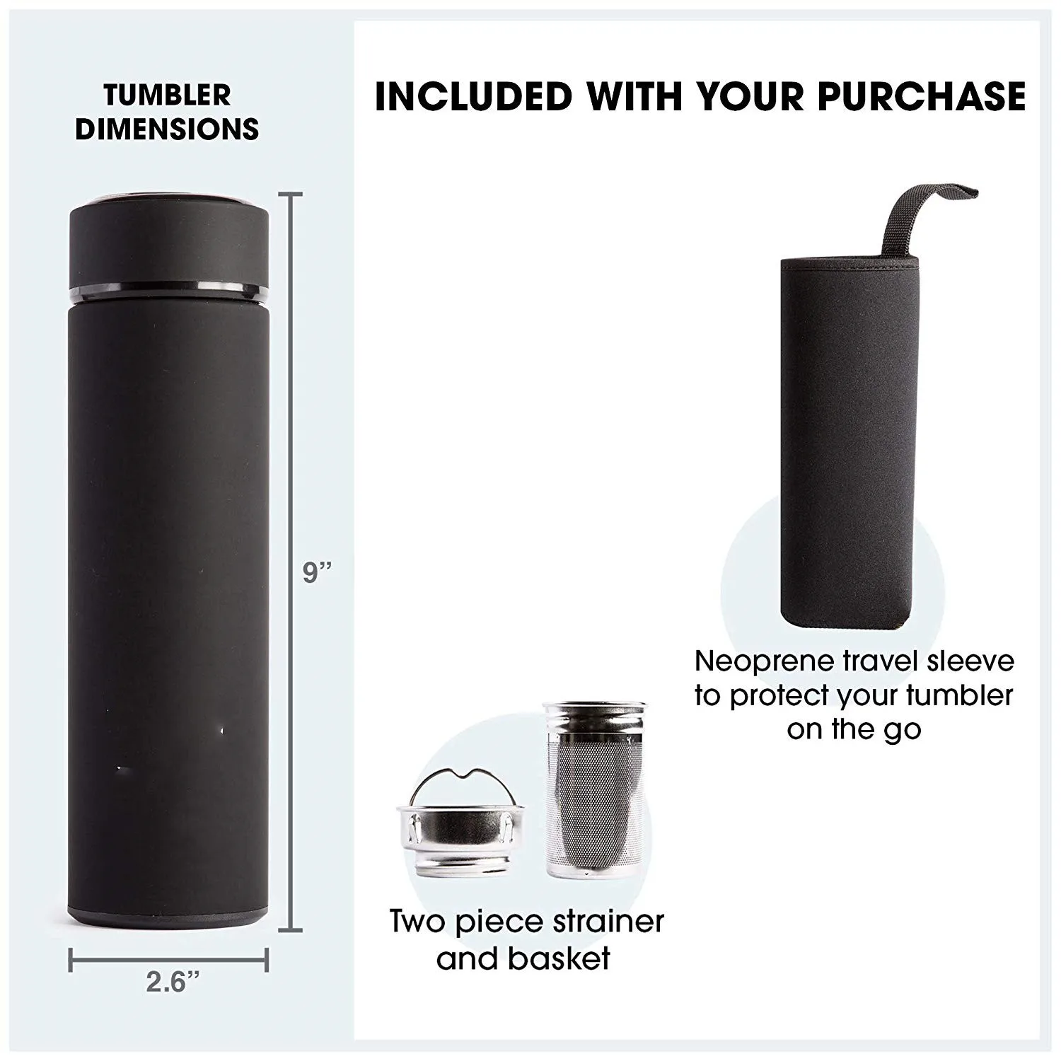16 Ounce Bonus Tea Infuser Insulated Stainless Steel Traveler Cup With Leak Proof No Spill Lid