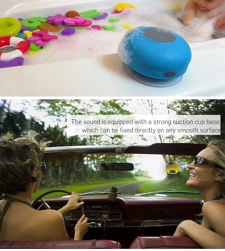 Suction cup bathroom Waterproof bluetooth wireless speaker (BTS-06)