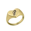 Yiwu Aceon Stainless Steel Casting Solid Band Blank Stamping Initial Letter Heart Signet Ring