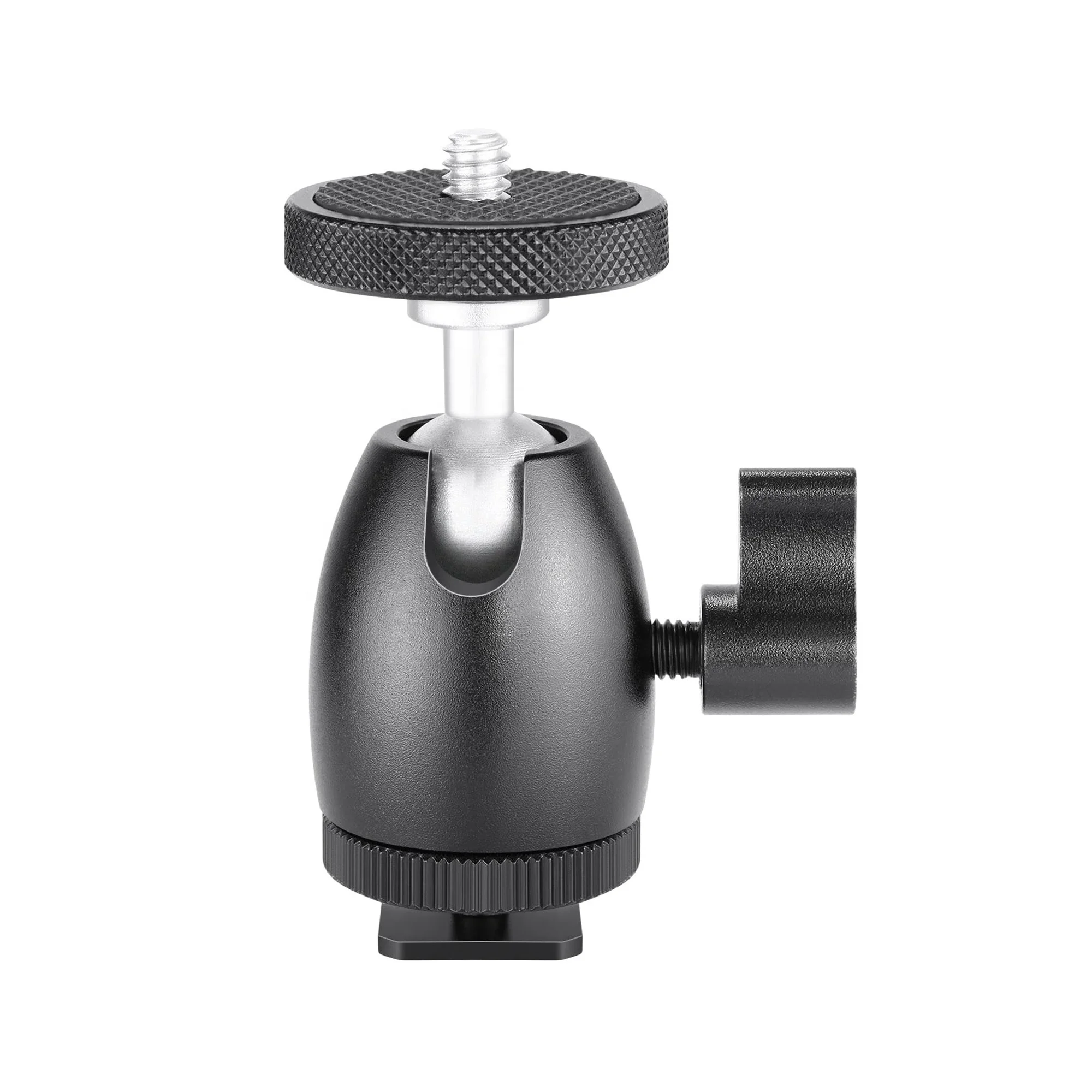 
Mini Ball Head 1/4 inch Screw with Lock and Hot Shoe Mount Adapter Compatible with LED Light,Ring Light,Load Up to 4.4 pounds/2 