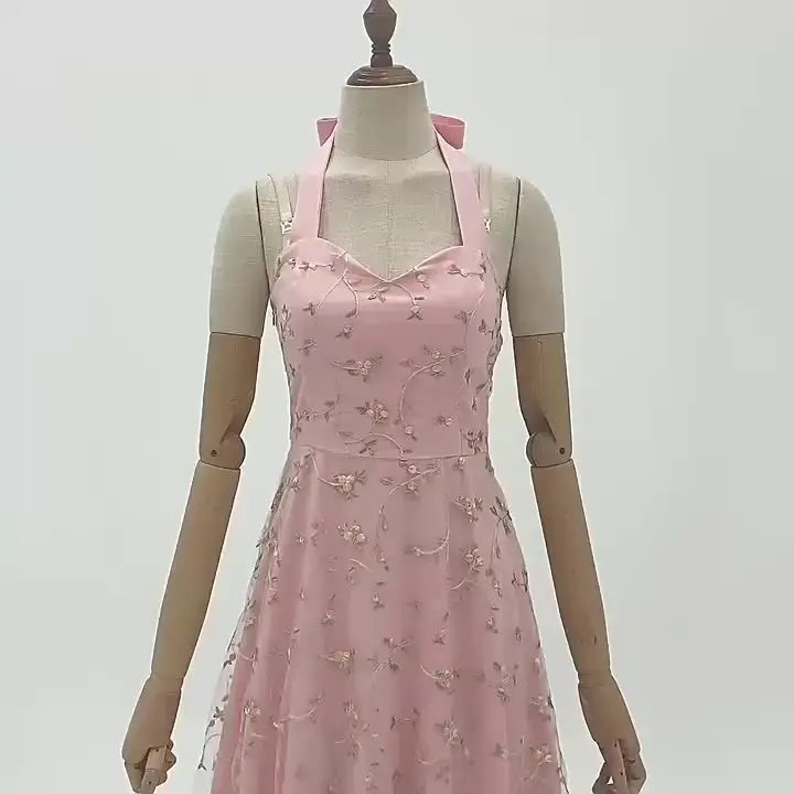 Robe Halter Pin up Rockabilly Party Dresses 50s 60s Women Strapless Cotton  Red Green Pink V Neck Femme Elegant Vintage Dresses