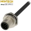 M12 Cable 8pin 8 Pin 8P Male Circular Wire Connector , Waterproof IP67 Front Rear Surface Panel Mount Connectors