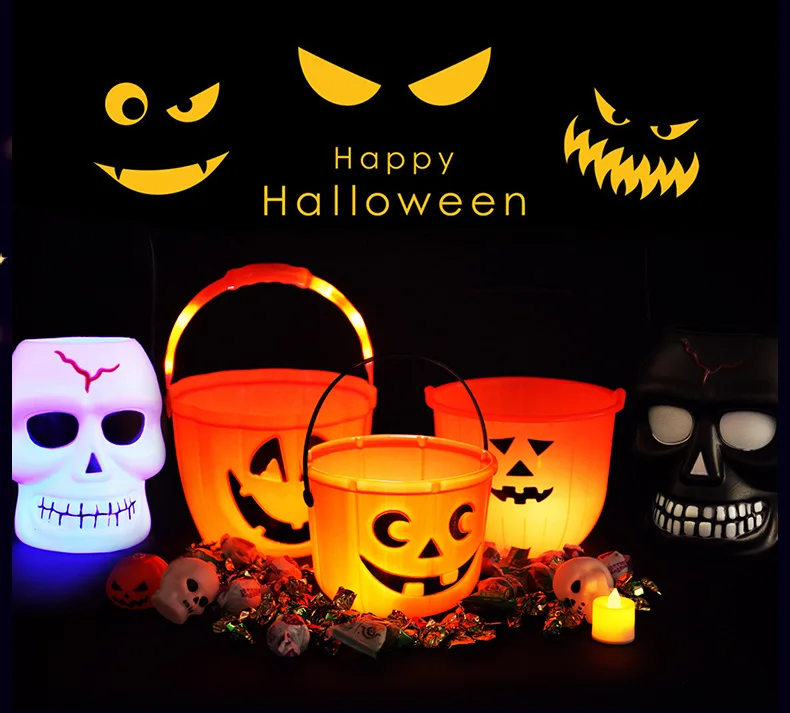 Wholesale Kids Led Light Up Pumpkin Halloween Candy Bucket Buy