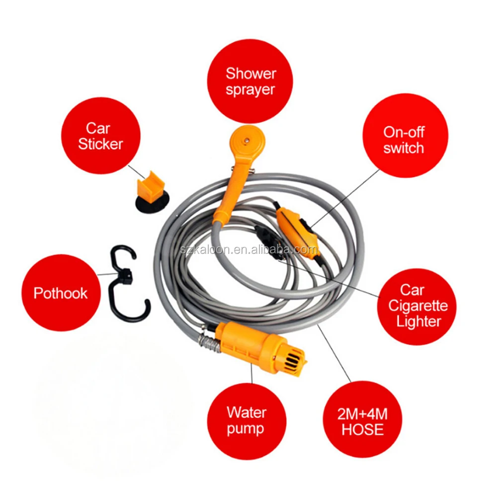 Premium 12v Car Handheld Portable Outdoor Camping Shower Kit Camp