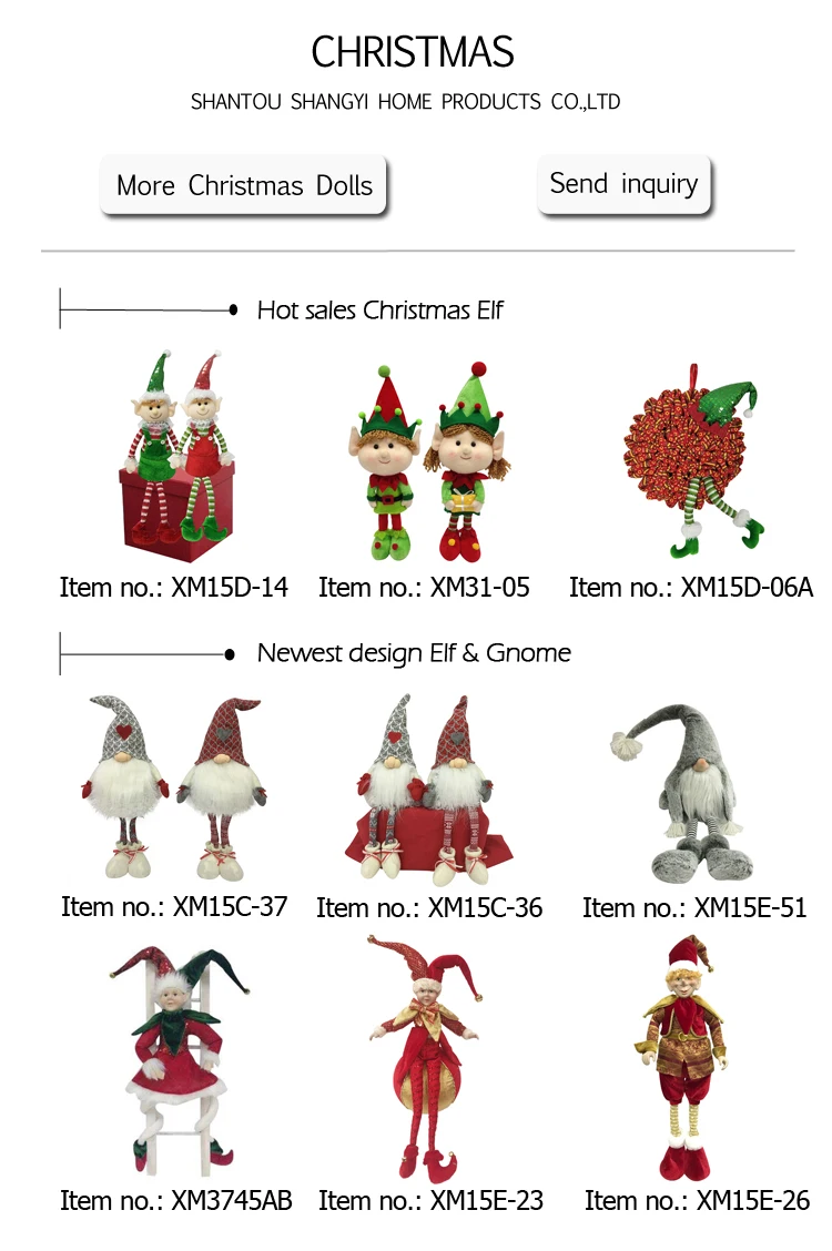 New Wholesale Soft Gold Sitting Elf Shelf Toy Decoration Christmas Elf