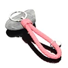 Manual Hand Woven Rope Silver Zinc Alloy Metal Round Tag Braided Leather Cord Pink Leather Straps Braid Keyring