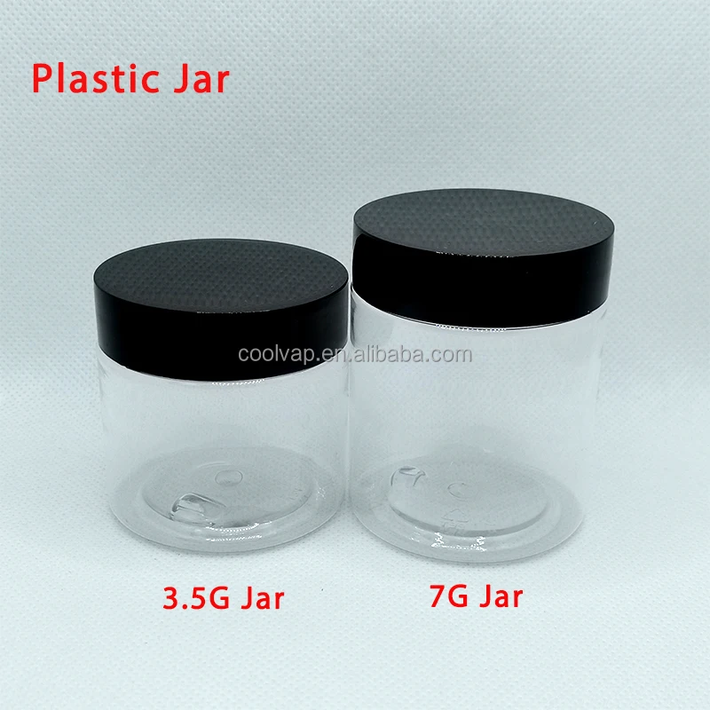 Plastic 3.5 Jar With Lids Custom Label Clear Pet Smell Proof Low Moq