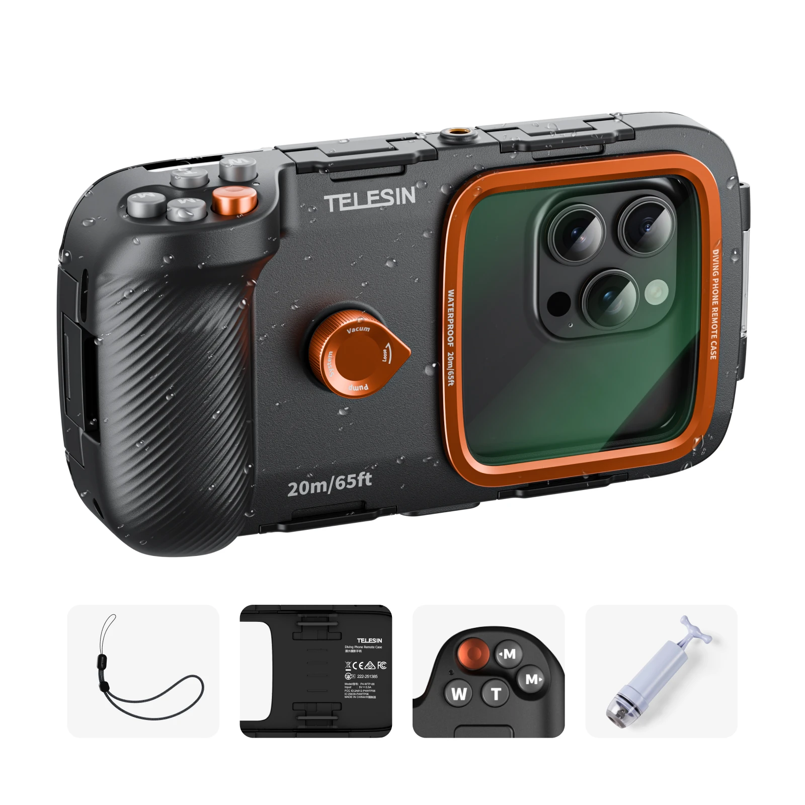 Telesin Underwater Diving Phone Remote Waterproof Case for Universal Cellphones