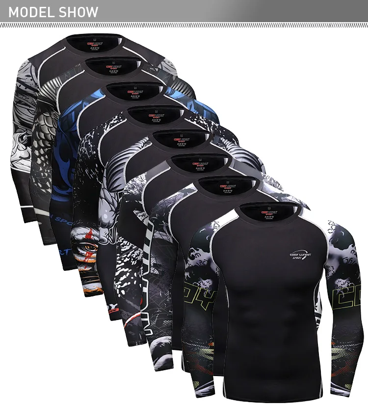 Custom logo rash guard with rubber band men mma sports clothing