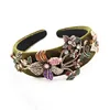 Women Fashion Hair Accessories New Luxury Vintage Headband European Wide Flower Wedding Rhinestone Baroque Hairband