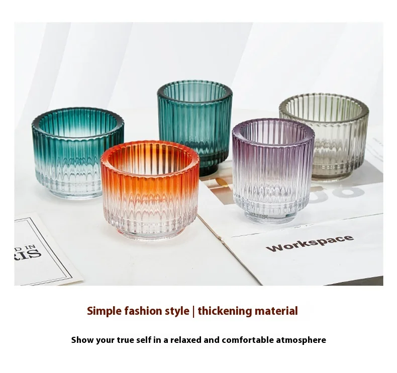 product cylindrical colored glass candle jar luxurious striped empty candle jars-5