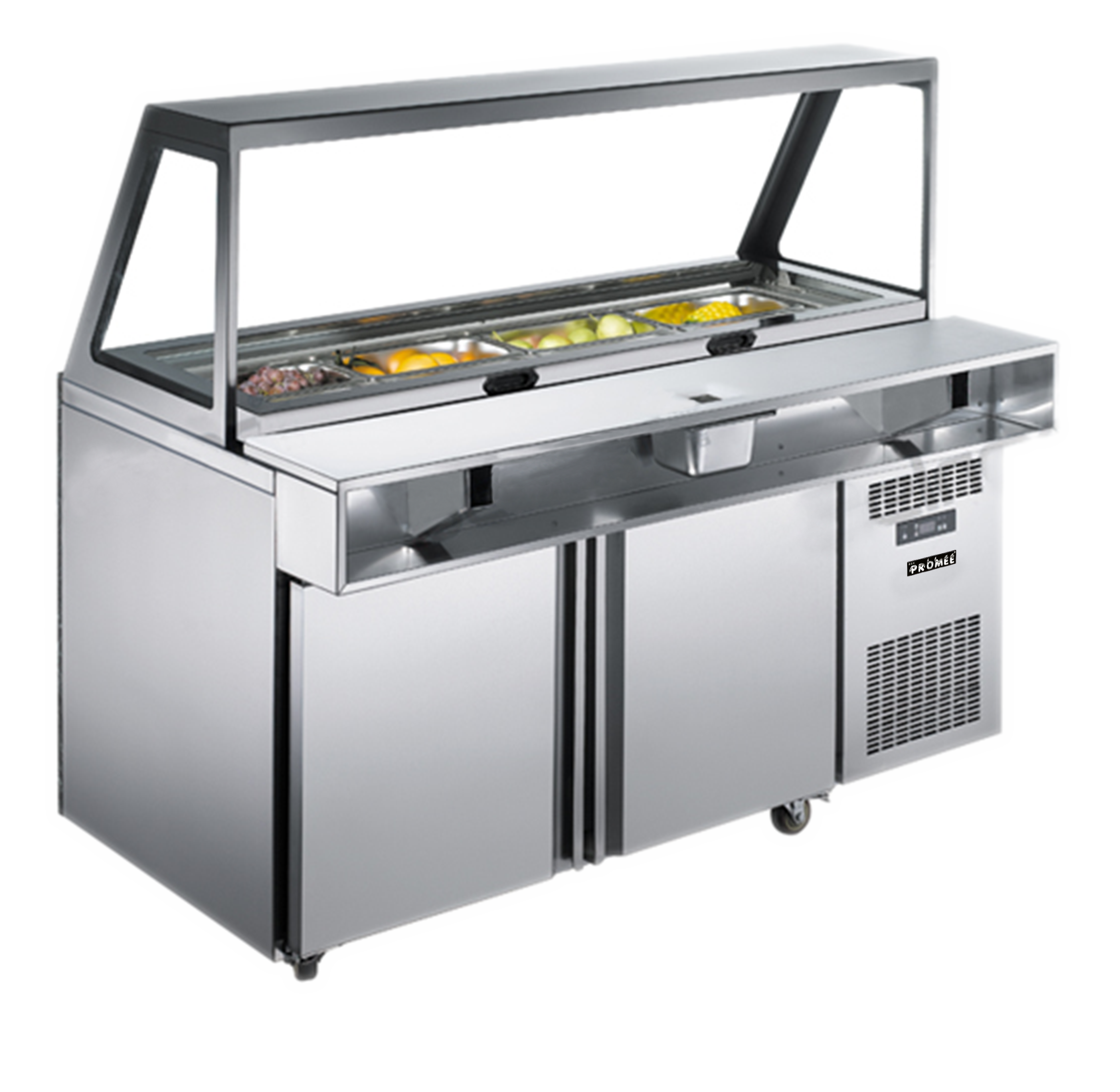 Stainless Steel Supermarket Sandwich Salad Bar Work Bench Pre Table