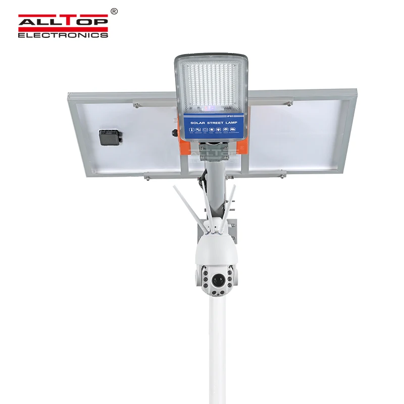 ALLTOP Wireless remote control outdoor 90w solar power supply led street light lamp with cctv ip camera