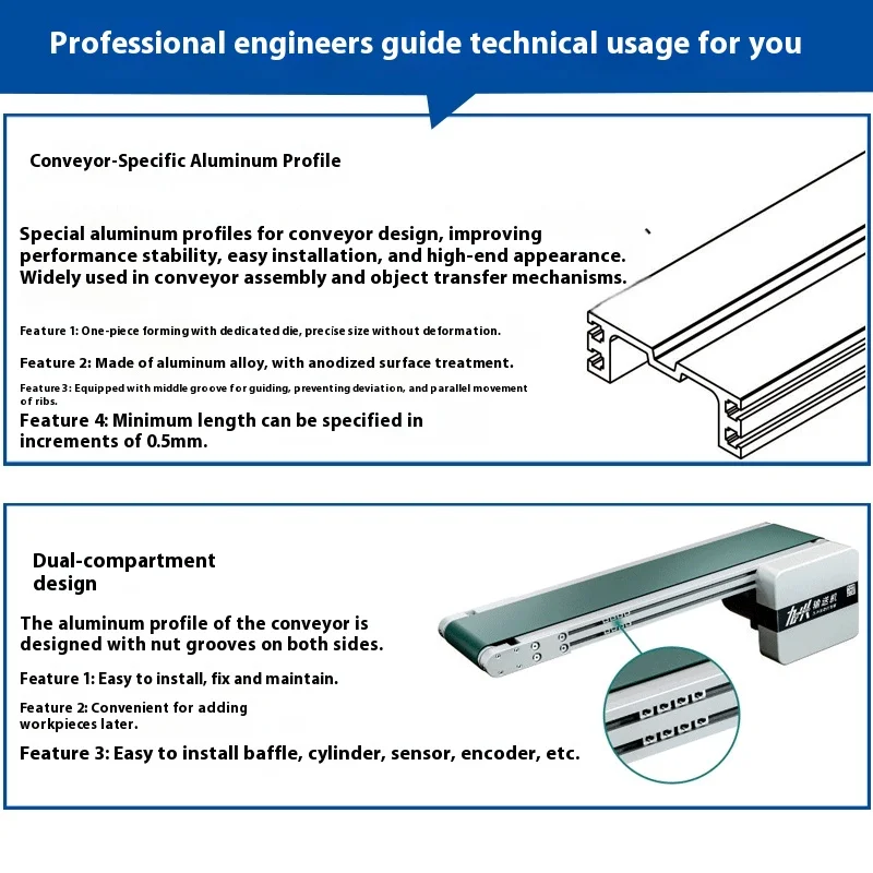 Small Knife Edge Flat Belt Conveyor Head Direct Factory Sales Custom Automation Equipment Transmission Parts Heat Sink Cutting manufacture