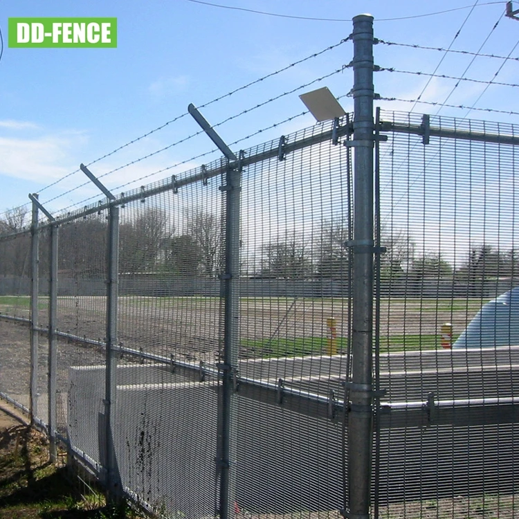 High Security 358 Weld Mesh Anti Climb Perimeter Boundary Fence For Prison Airport Yard Border