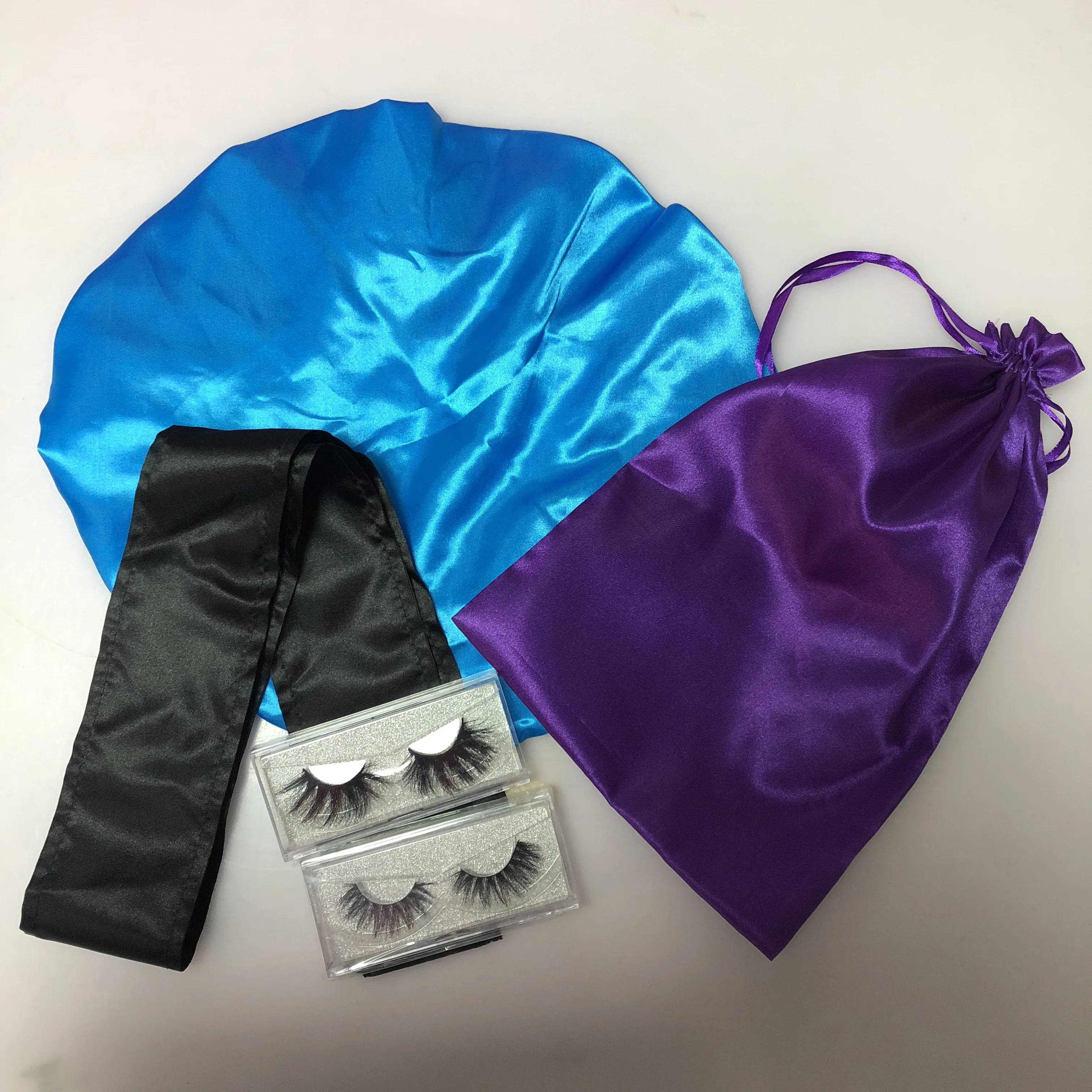 
sexy lady hair super affordable samples deal bonnet head wrap satin bag and eyelash free shipping 