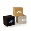 Hot Sell Cube LCD Digital Clock Wooden Small LED Digital Desktop Clock