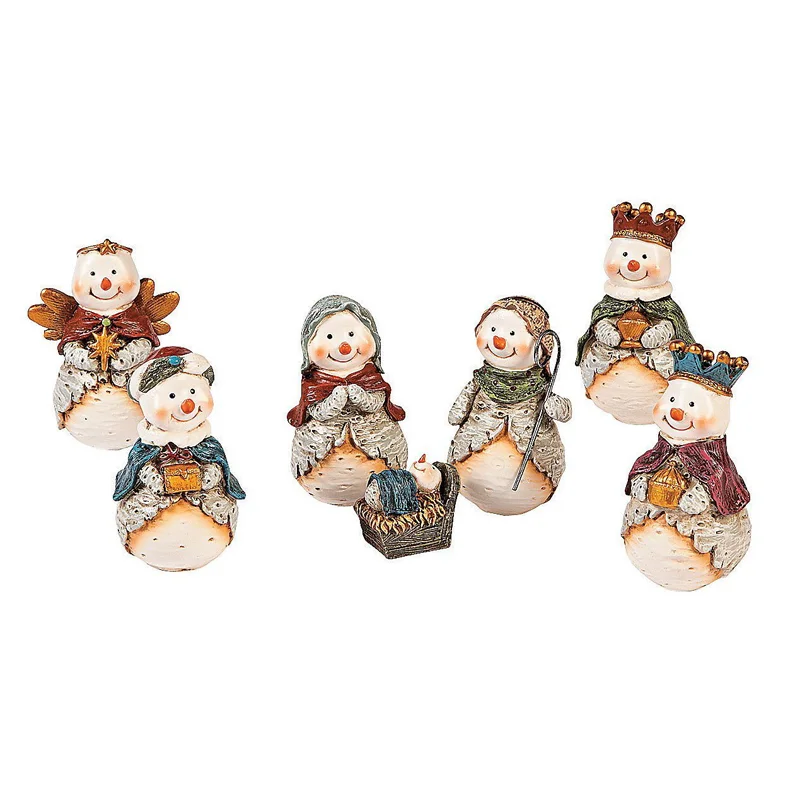 7 Pcs Mini Gifts Snowman Christmas Nativity Set Decor - Buy Christmas