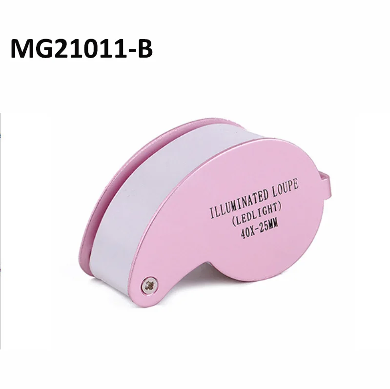 MG21011-B Pink 40X25mm Promotional Gifts Illuminated Jewelry Loupe Magnifier With LED Light For Diamond