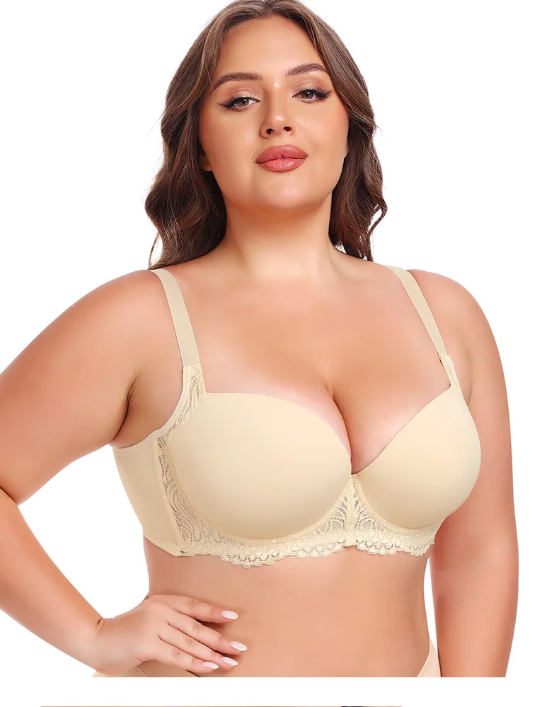 Cross-Border Large Size Bras Anti-Sagging & Breathable V2109005 Model with Steel Ring & Gathered Cups for Large Chest Wholesale