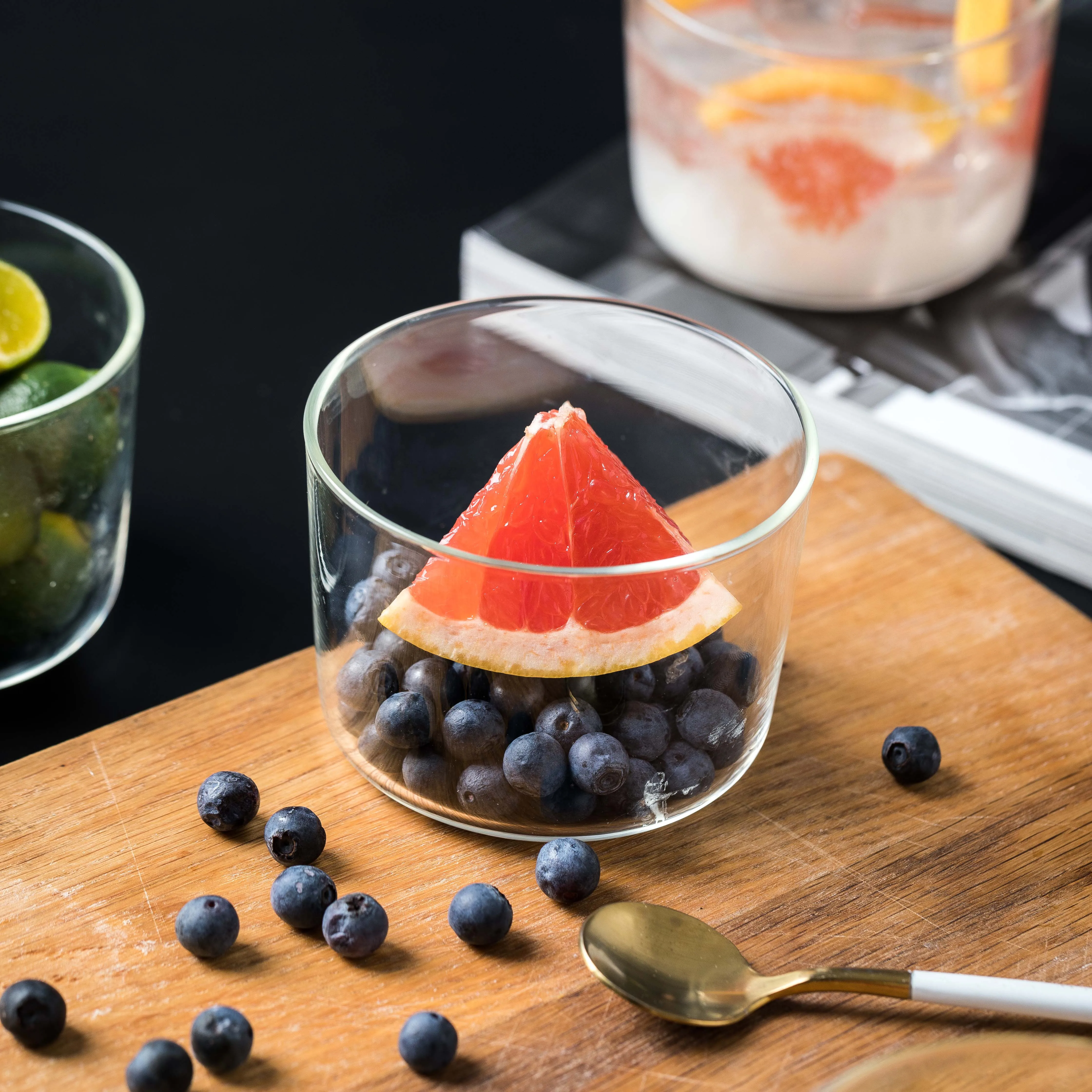 unique round glass beverage milk yogurt oatmeal pudding cup