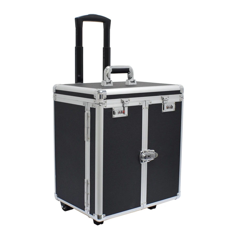 Aluminum Jewelry Carry Case With Wheels Trolley Jewelry Case With Drawers Rolling Trolley