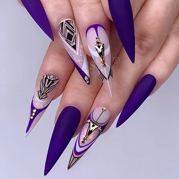 sharp point transparent nail tips full cover false acrylic nails