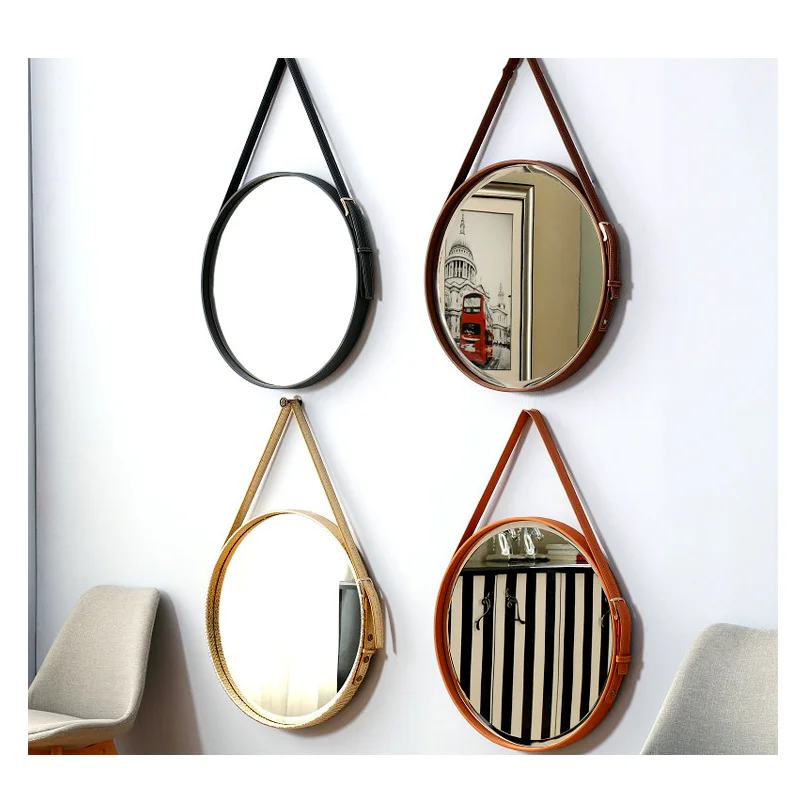 Espejo Decorativo De Cuero Pu Para Colgar En La Pared,Espejos Para