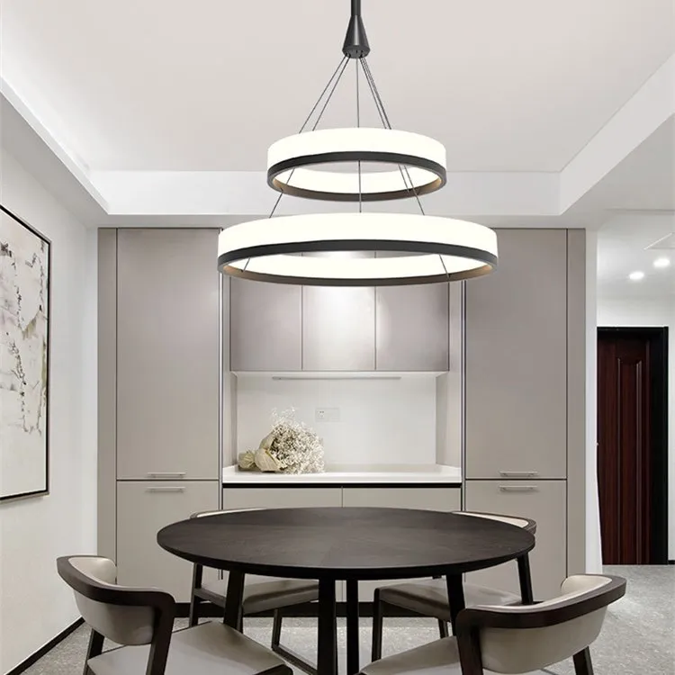 classic led chandelier remote control pendant lamp acrylic household circle led pendant ceiling light fancy lighting decoration