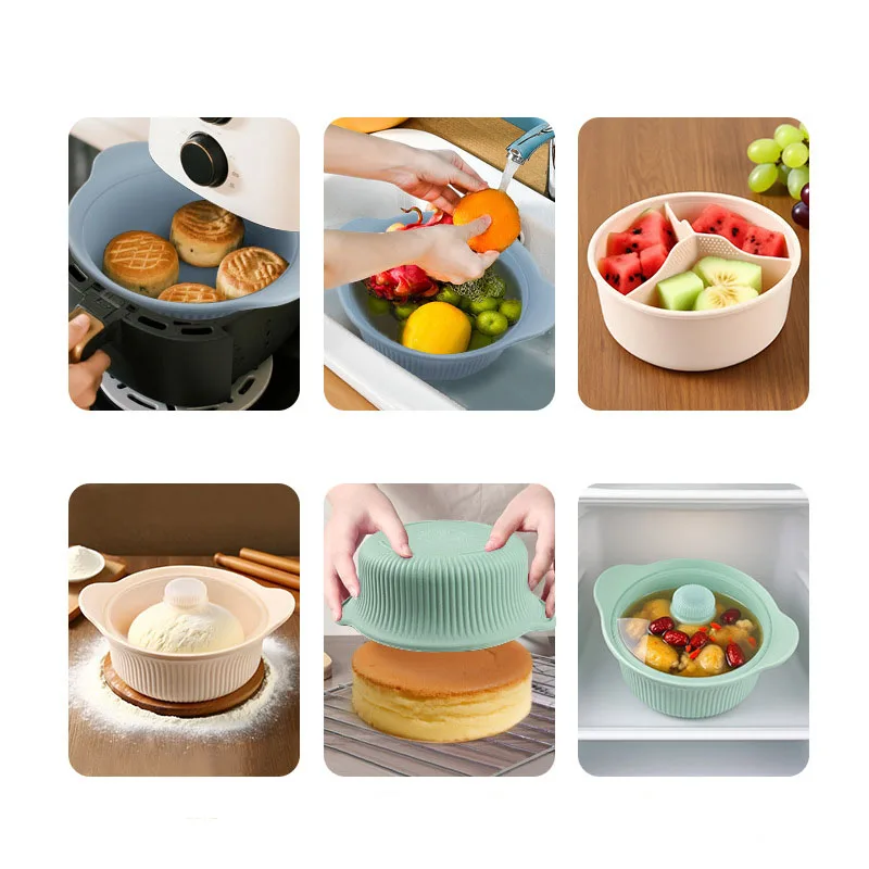 product 1250ml classic silicone food steamer air tight organizer for air fryer kitchen utensils wholesale for parties cooking pot type-4