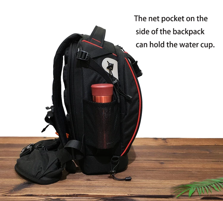 Customized elegant professional soft water resistant black lightweight camera backpack for women and men