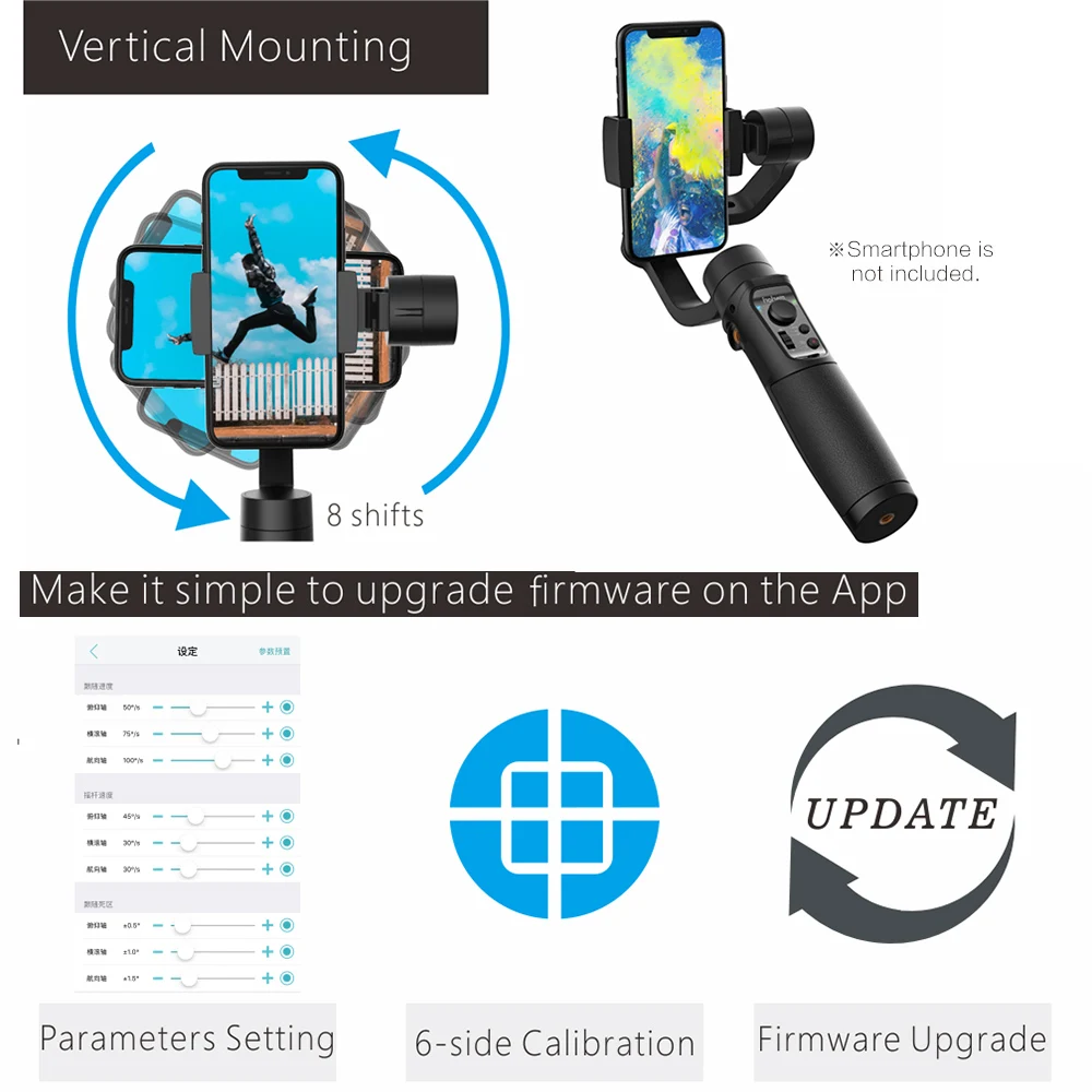 Hohem Isteady Mobile Plus 3-Axis Gimbal Stabilizer for iPhone Smartphone Vlog Youtuber Live Video Record with Sport Inception