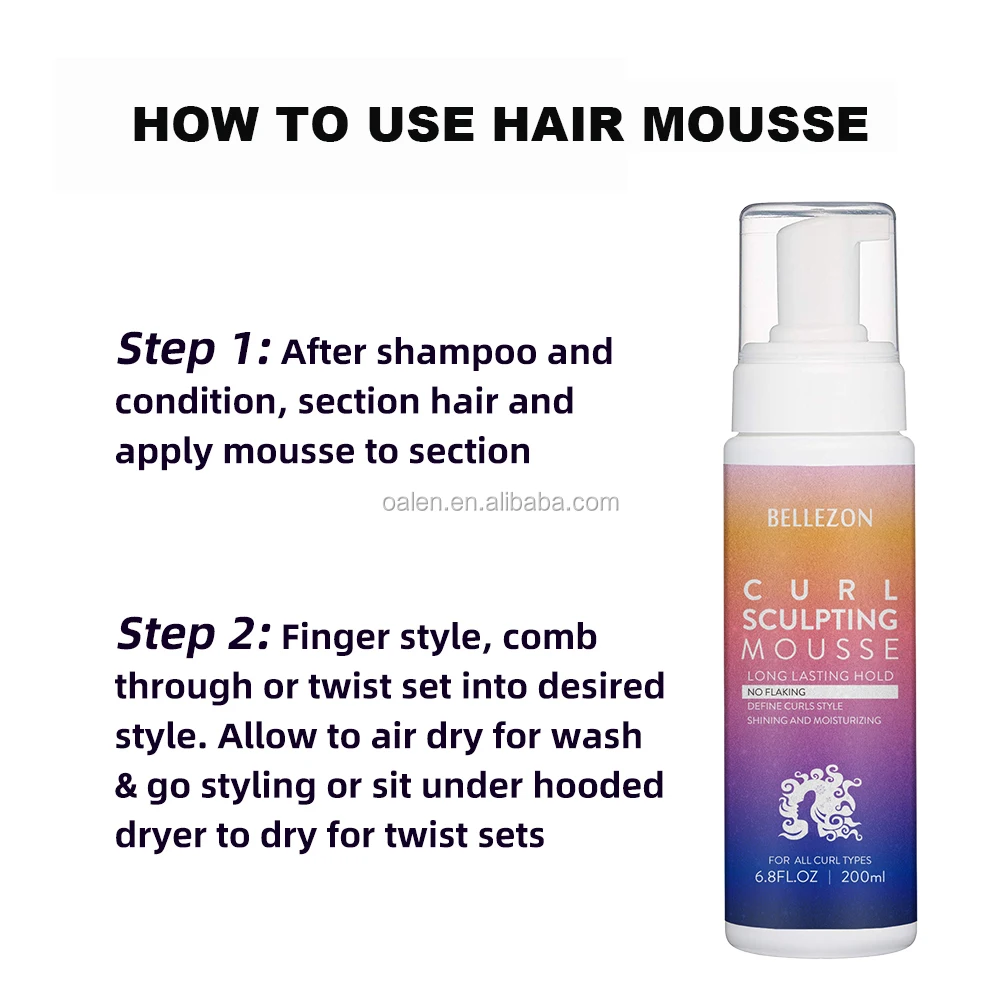 New Private Labeling Hair Foaming Wrap Mousse Strong Hold For Frizzy