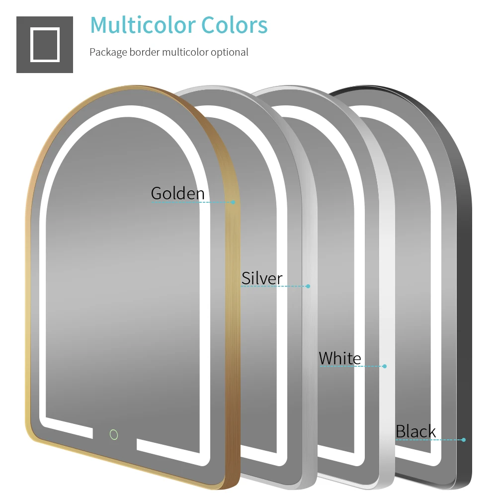 Bathroom Led Mirror Arch Mirror With Led Light Touch Screen Switch Anti