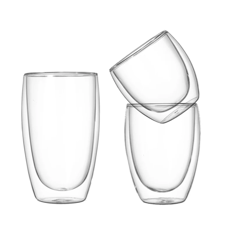 250ml/350ml/450ml Transparent Double Glass High Borosilicate Glass Heat Resistant Coffee Cup