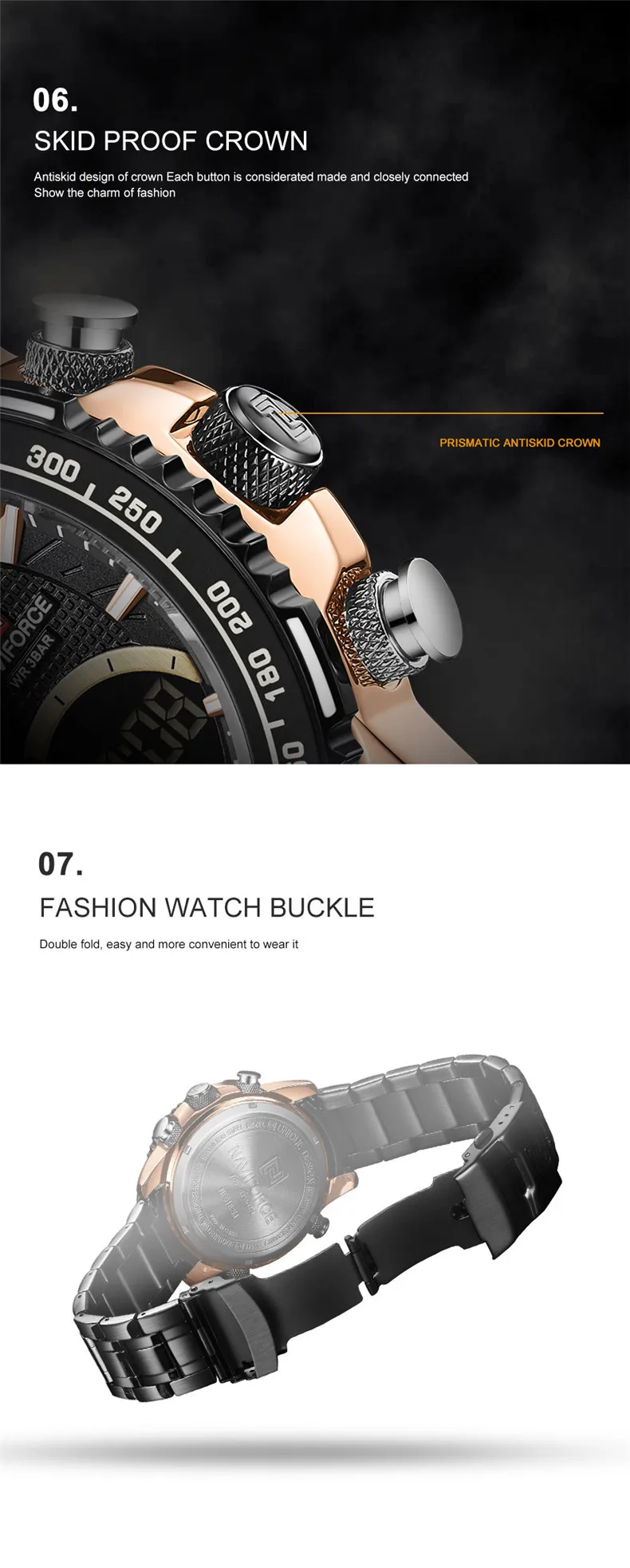 NAVIFORCE 9182 Watch for Men Luxury Brand LED Digital Wristwatch Sport Quartz Male Waterproof Luminous Clock Relogio Masculino