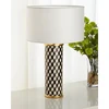 white black shell hand make table lamp with brass iron base for desk