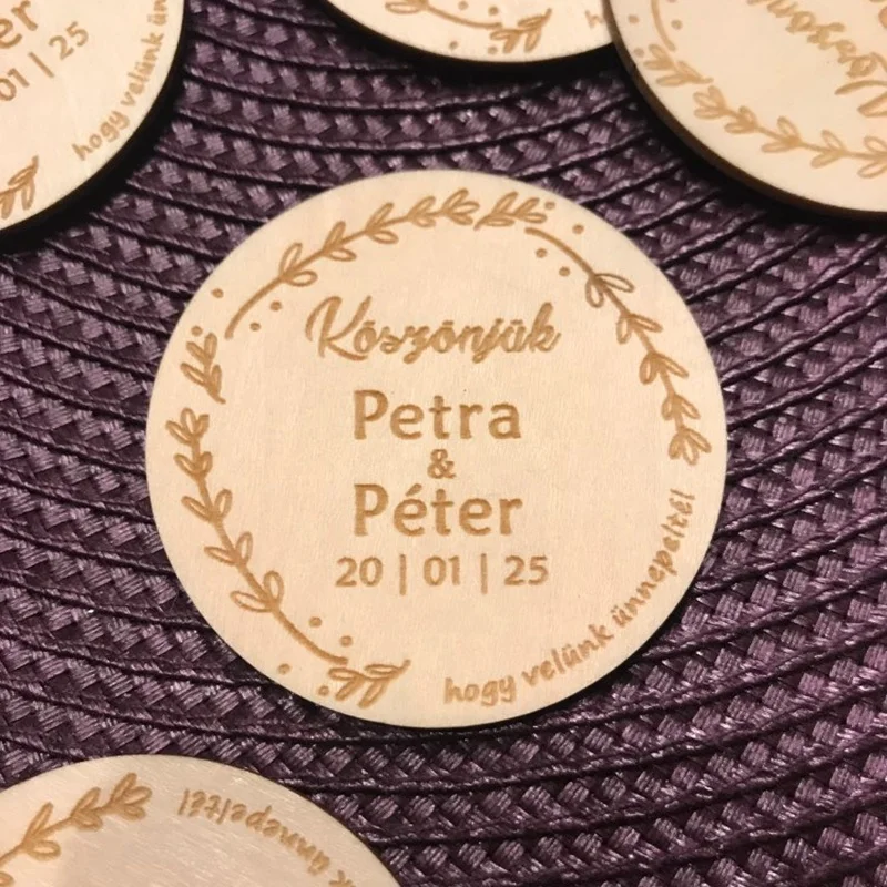 custom personalized engraved save the date magnetic fridge sticker wooden wedding card   