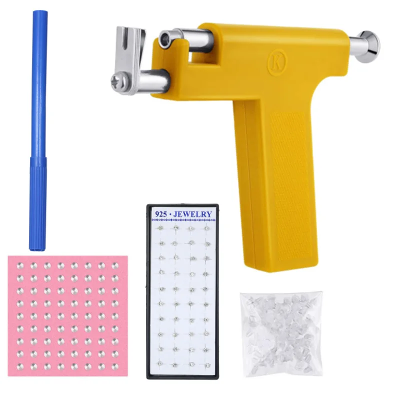White Box Ear Gun suit Diamond Earrings Gold