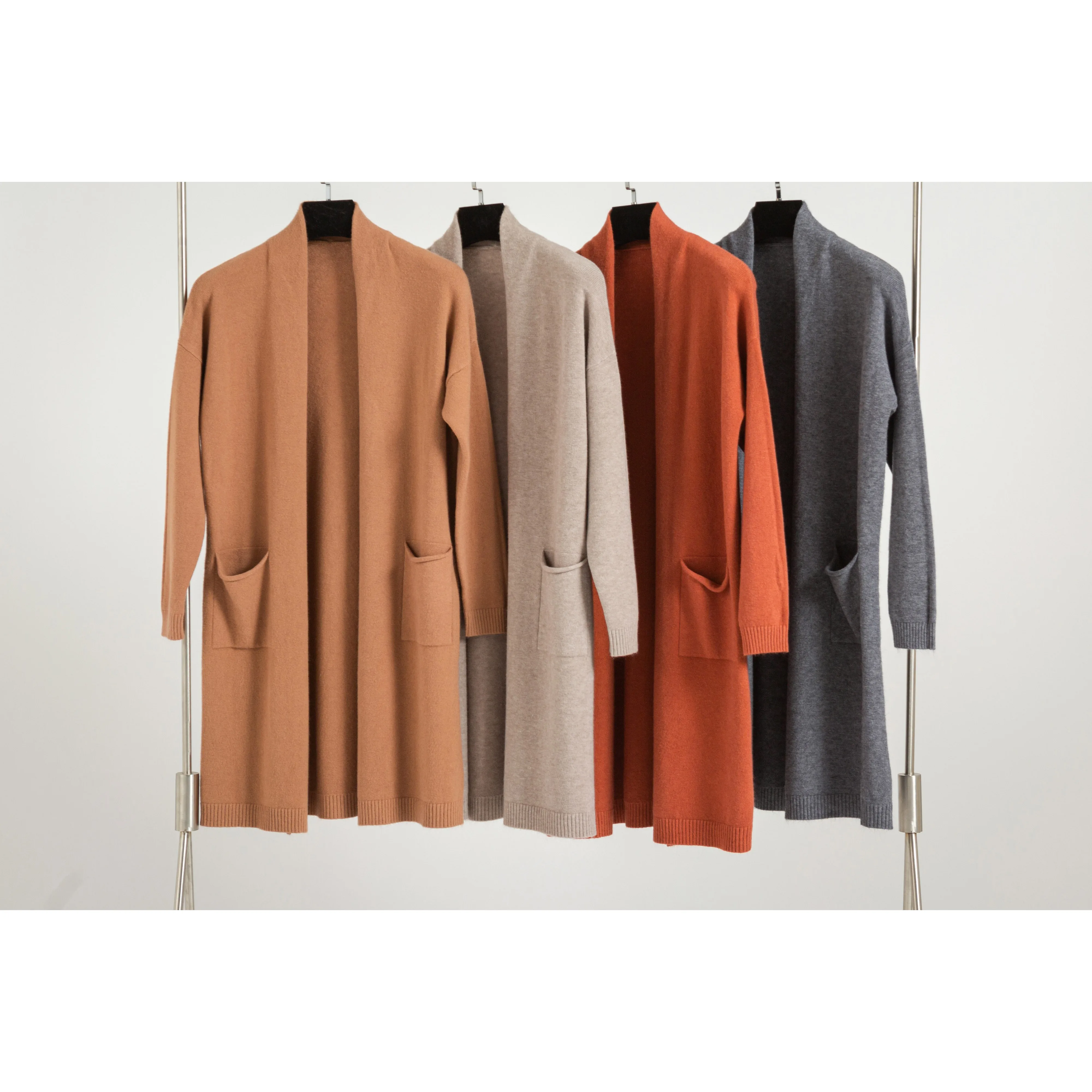 
Custom Women Sweater Open Front Lady Basic Knitting Cardigan with Pocket (4 colors) 