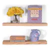 Deep Clean Edge Floating Shelves Clear Coat Countersunk Hidden Uni-Brackets Beautiful Grain Pine Wood Wall Decor Set of 2