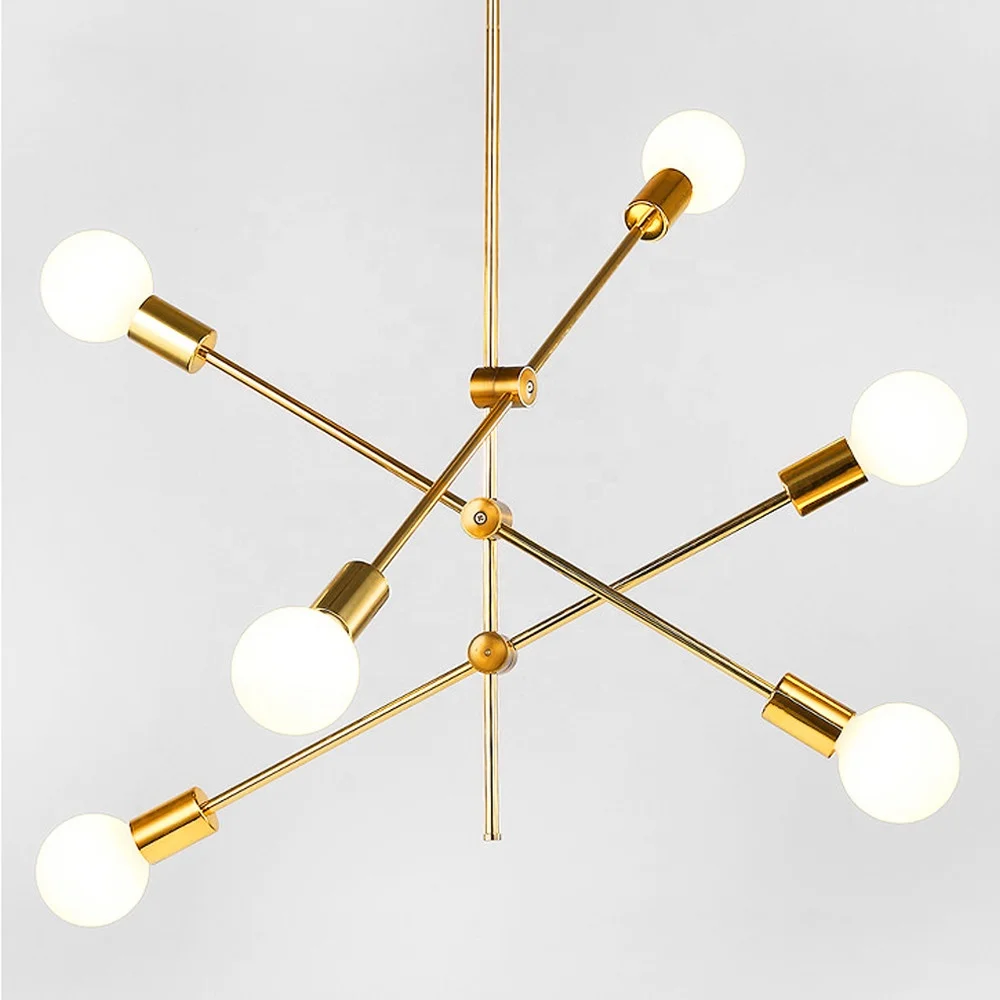 Modern italian gold black metal frame dining room bedroom sputnik pendant light led chandelier lamp