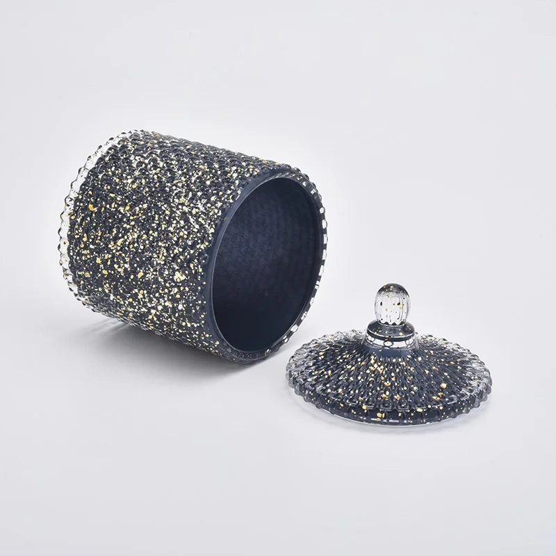 280ml Black Candle Holder With Gold Decoration