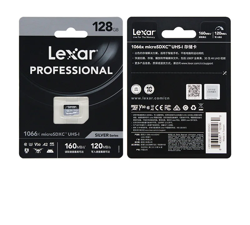 Original Lexar Professional Micro Sd Card 1066x 64gb 128gb 256gb Memory  Card V30 A2 Class10 Sdxc Max 160mb/s For Phone Camera - Buy Lexar 1066x  High Speed A2 Memory Card,Lexar Professional Micro