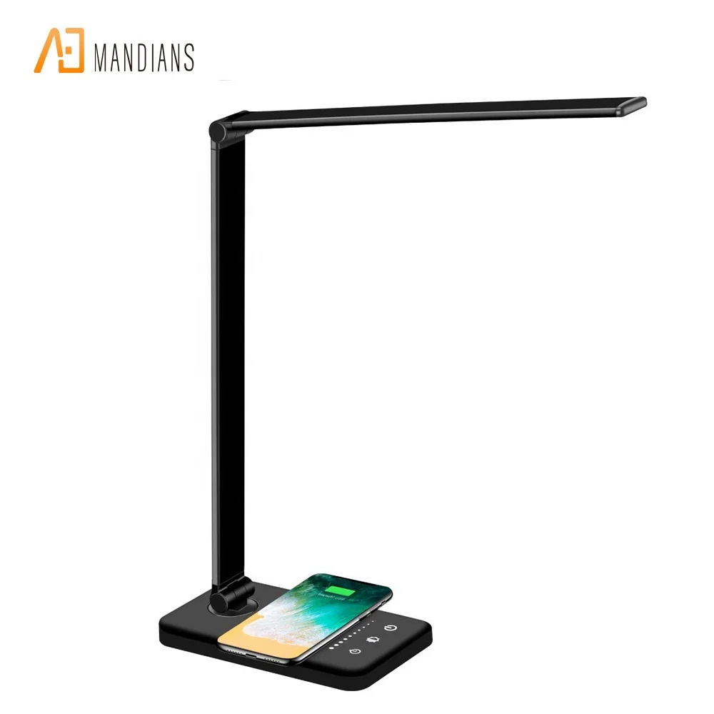 Multifunctional Fast Wireless Charger LED Desk Lamp with USB Charging Port, 5 Lighting Modes Reading student desk lamp